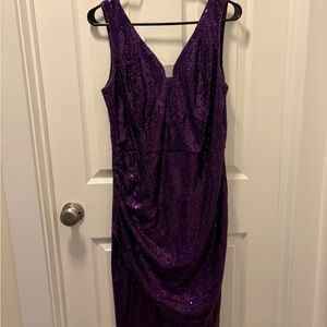 Grace Karin Shimmering Purple Midi Dress